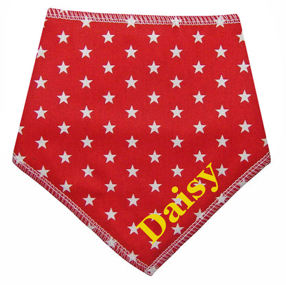Red Small Star Any Name Dog Bandana
