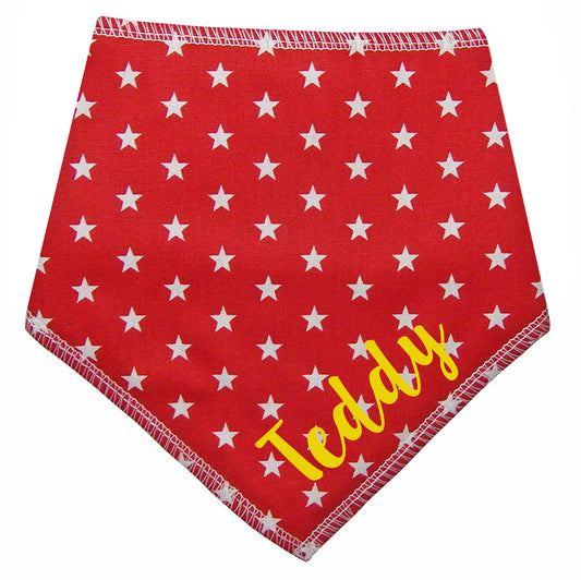 Red Small Star Any Name Dog Bandana