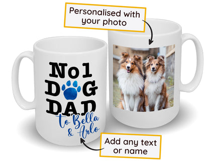 Number 1 Dog Dad Mug Any Name & Custom Photo