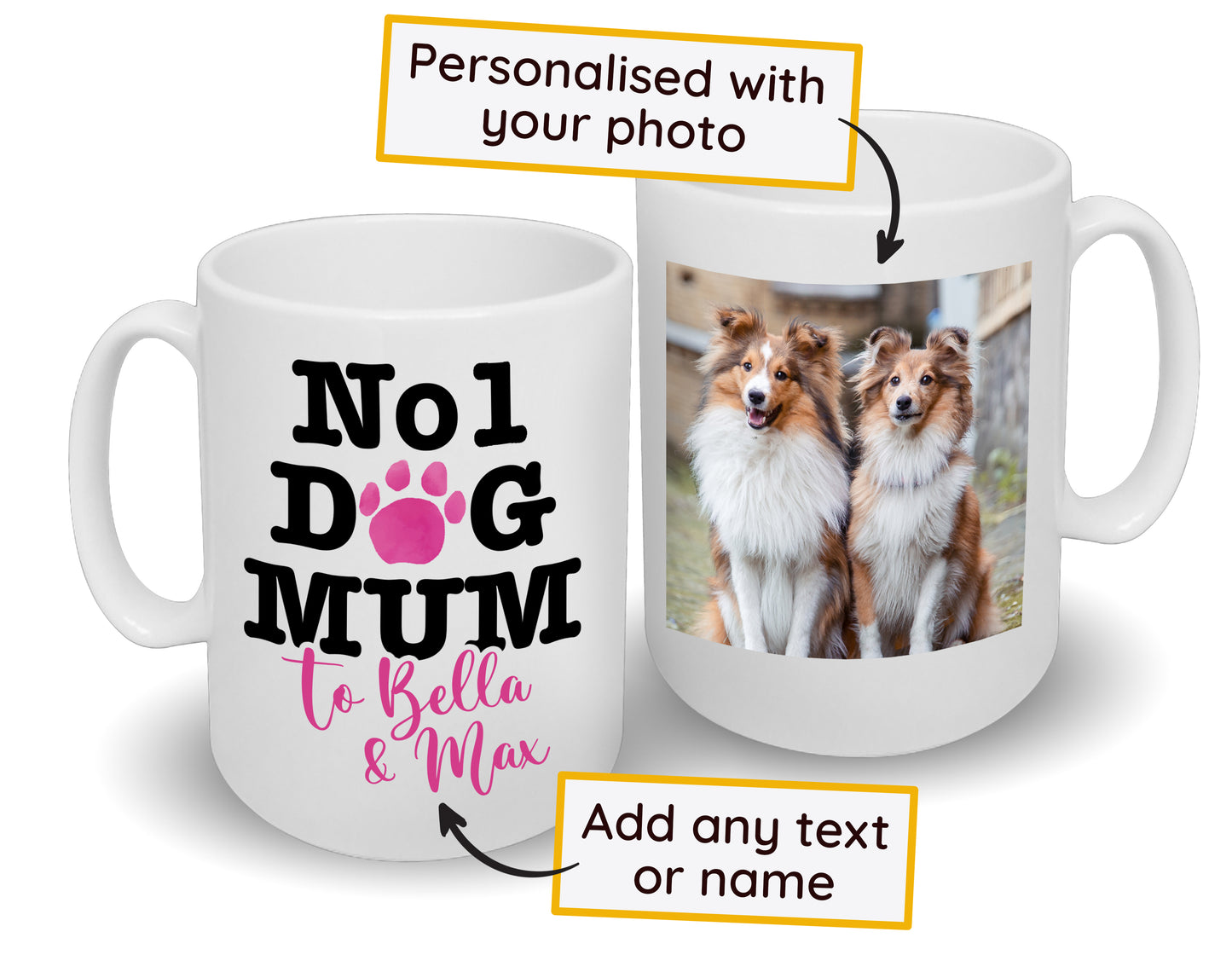Number 1 Dog Mum Mug Any Name & Custom Photo