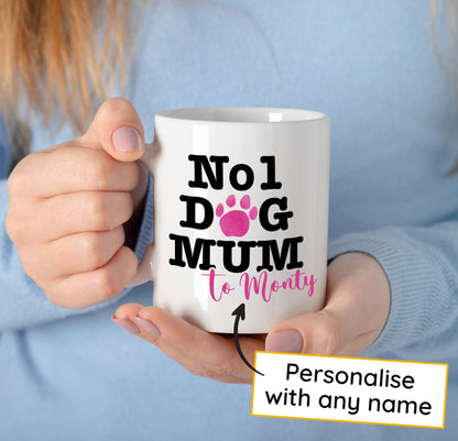Number 1 Dog Mum Mug Any Name & Custom Photo