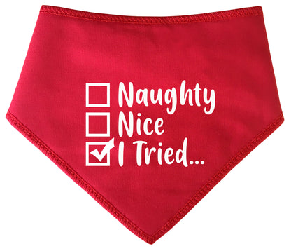 Naughty, Nice, I Tried Dog Bandana