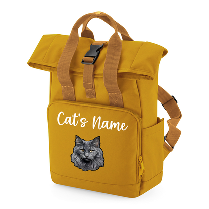 Mustard Cat Breed with Personalised Name Backpack
