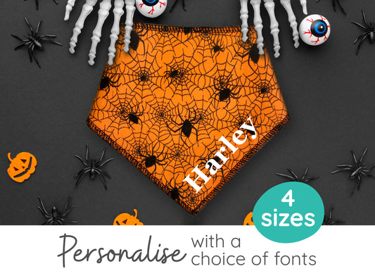 Orange Cobwebs Any Name Dog Bandana