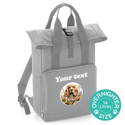 Overnighter Rucksack 14 Litres Grey Wildflower Dog Breed Design