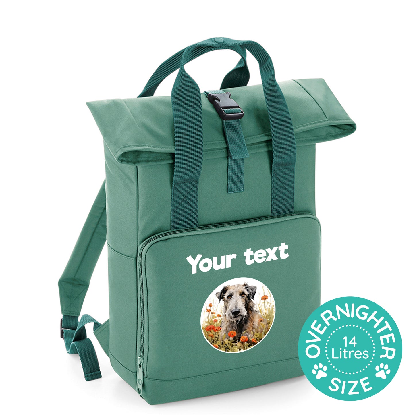 Overnighter Rucksack 14 Litres Sage Wildflower Dog Breed Design