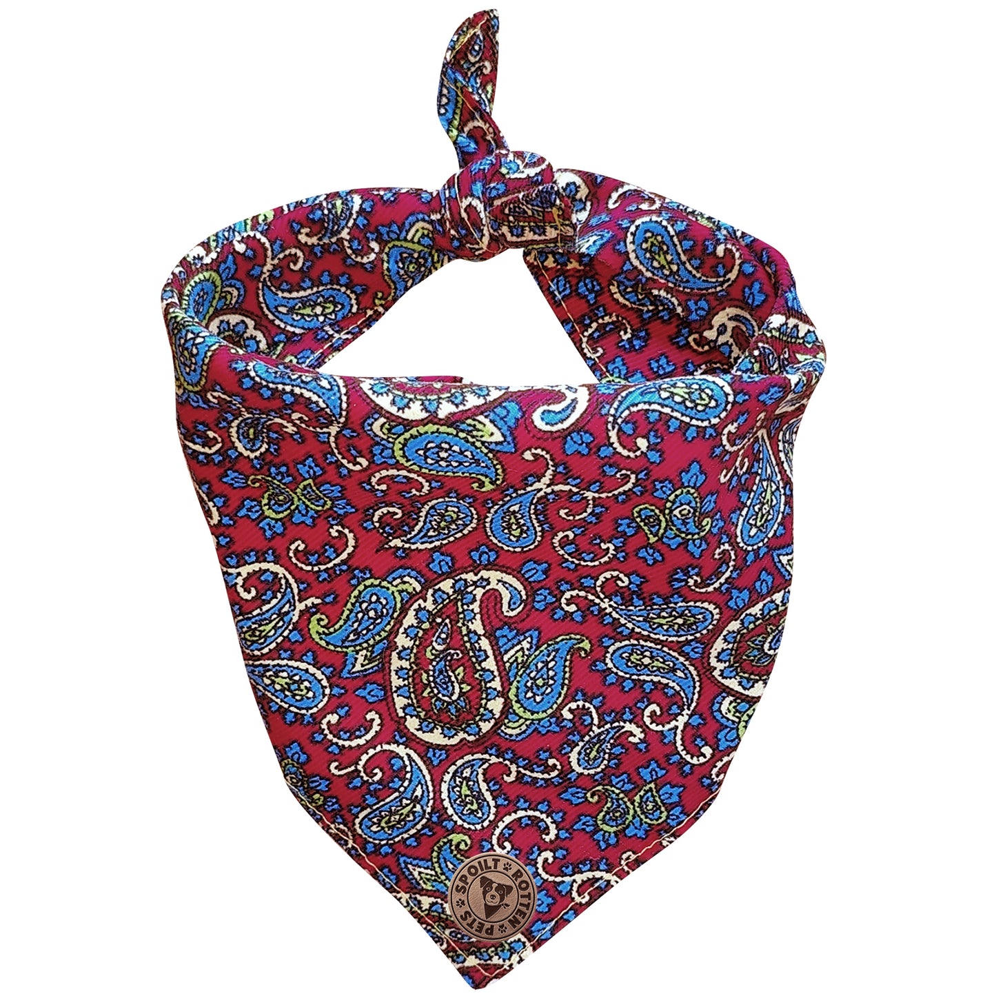 The Marlborough - Paisley Cord Red Tied Dog Bandana