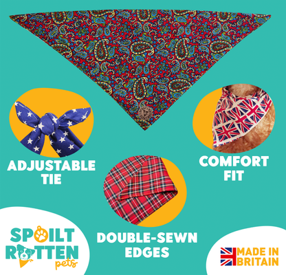 The Marlborough - Paisley Cord Red Tied Dog Bandana