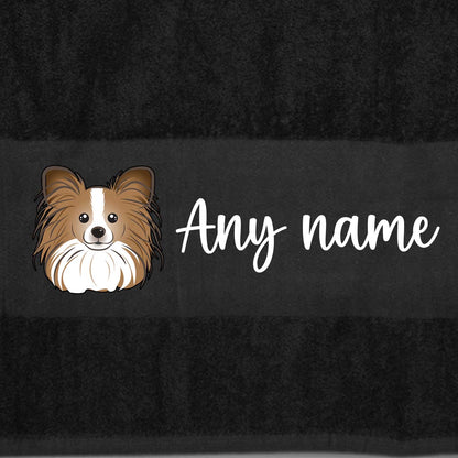 BLACK Any Pet Name And A Choice Of Dog Breed - Bath Towel