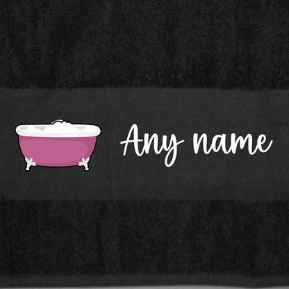 BLACK Any Pet Name And A Choice Of Dog Breed - Bath Towel