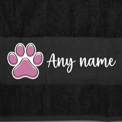 BLACK Any Pet Name And A Choice Of Dog Breed - Bath Towel