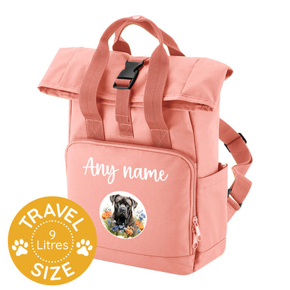 Travel Rucksack 9 Litres Peach Coral Wildflower Dog Breed Design