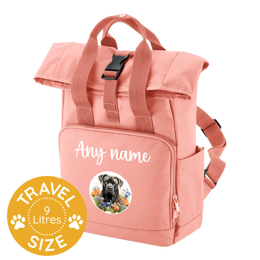 Travel Rucksack 9 Litres Peach Coral Wildflower Dog Breed Design