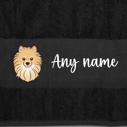 BLACK Any Pet Name And A Choice Of Dog Breed - Bath Towel