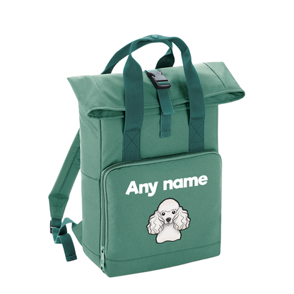Overnighter Rucksack 14 Litres Sage Green Any Breed Backpack With Custom Personalised Dog Name