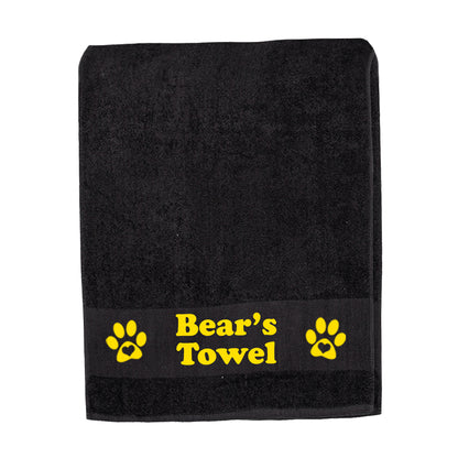 Black Personalised Dog Towel - Any Name or Wording
