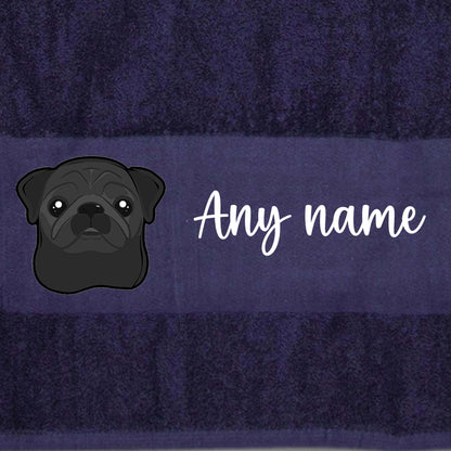 MIDNIGHT BLUE Any Pet Name And A Choice Of Dog Breed - Travel Towel