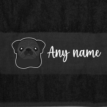 BLACK Any Pet Name And A Choice Of Dog Breed - Bath Towel
