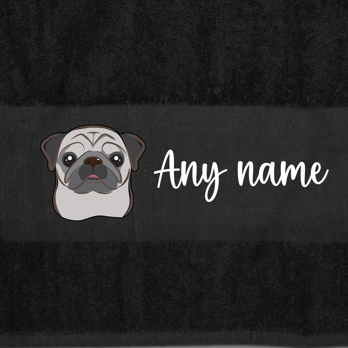 BLACK Any Pet Name And A Choice Of Dog Breed - Bath Towel