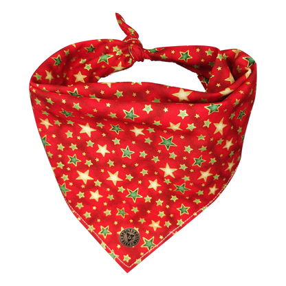 The Piccadilly - Christmas Green & Gold Stars Tied Dog Bandana
