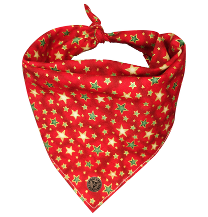 The Piccadilly - Christmas Green & Gold Stars Tied Dog Bandana