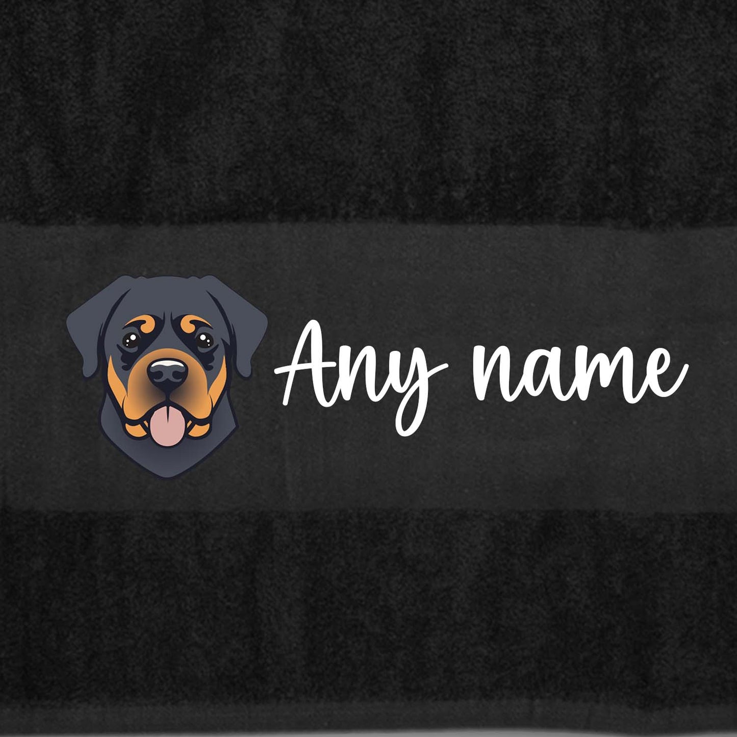 BLACK Any Pet Name And A Choice Of Dog Breed - Bath Towel