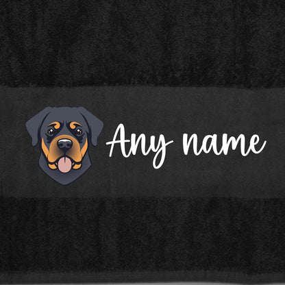 BLACK Any Pet Name And A Choice Of Dog Breed - Bath Towel