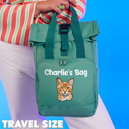 Mustard Cat Breed with Personalised Name Backpack