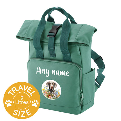 Travel Rucksack 9 Litres Sage Wildflower Dog Breed Design