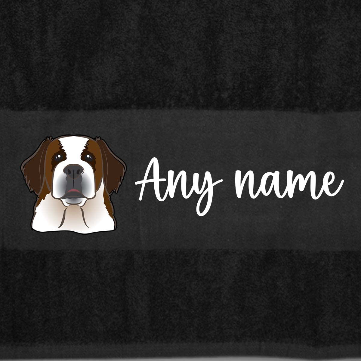 BLACK Any Pet Name And A Choice Of Dog Breed - Bath Towel