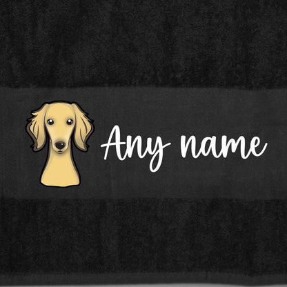 BLACK Any Pet Name And A Choice Of Dog Breed - Bath Towel
