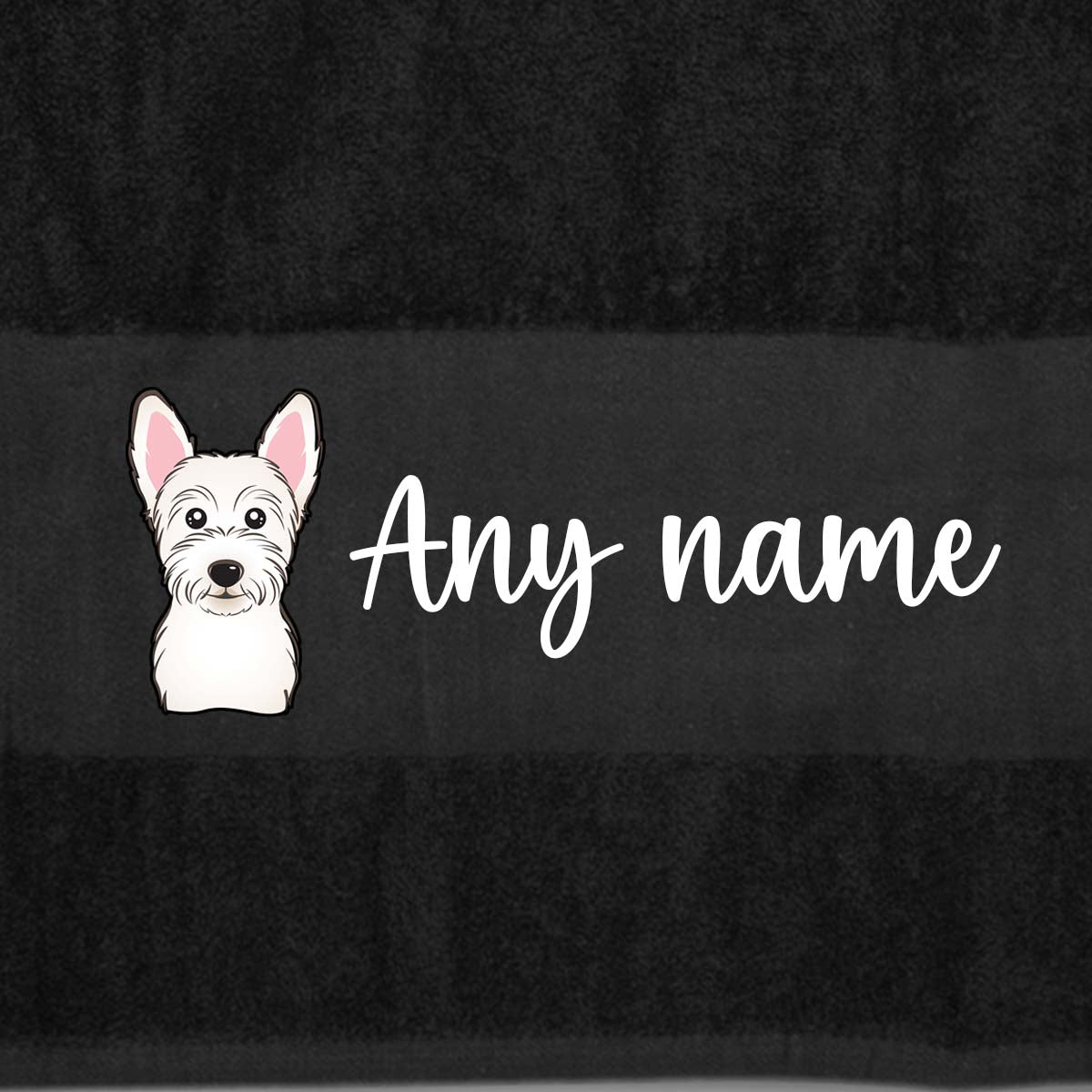 BLACK Any Pet Name And A Choice Of Dog Breed - Bath Towel