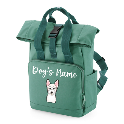 Travel Rucksack 9 Litres Sage Green Any Breed Backpack With Custom Personalised Dog Name
