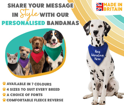 BLUE Any Wording Dog Bandana With Font Choices