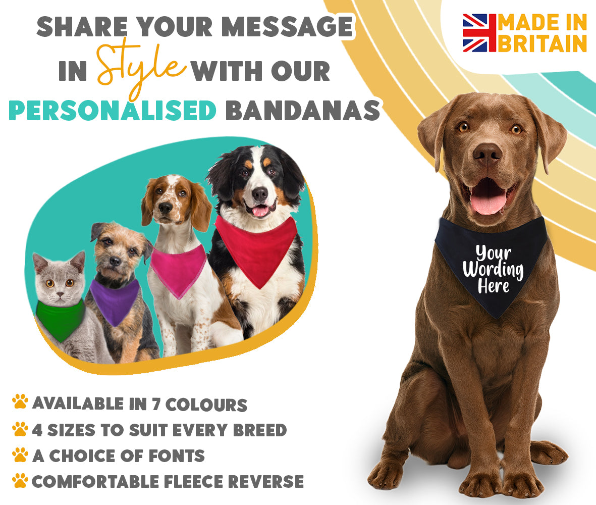 BLACK Any Wording Dog Bandana With Font Choices
