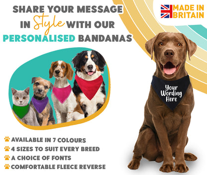 BLACK Any Wording Dog Bandana With Font Choices