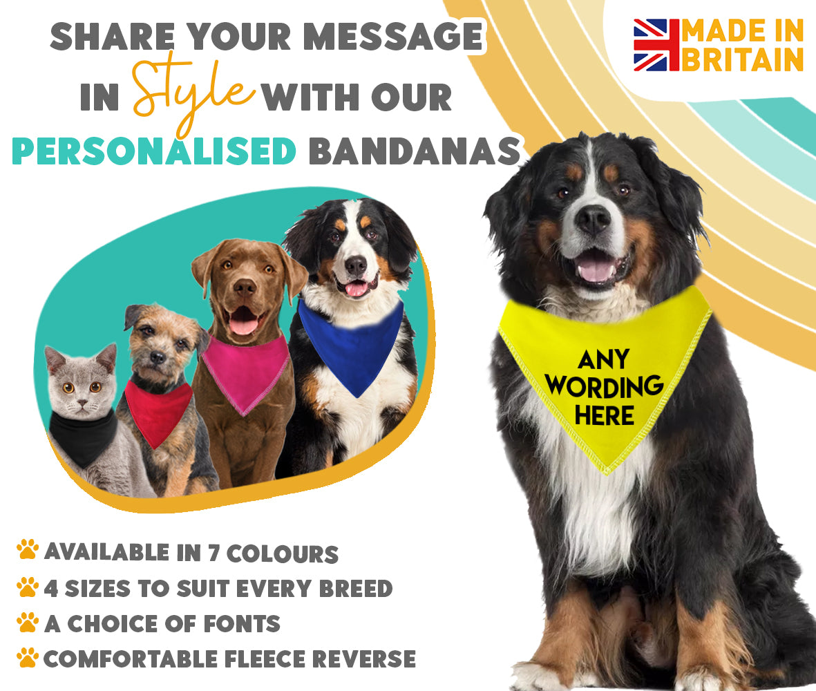 YELLOW Any Wording Dog Bandana With Font Choices