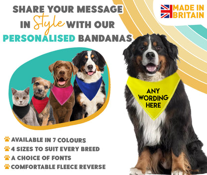 YELLOW Any Wording Dog Bandana With Font Choices