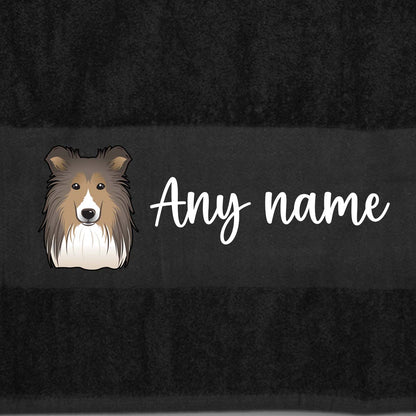 BLACK Any Pet Name And A Choice Of Dog Breed - Bath Towel