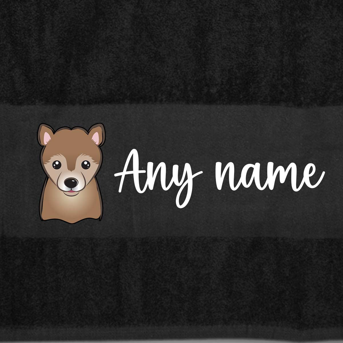 BLACK Any Pet Name And A Choice Of Dog Breed - Bath Towel