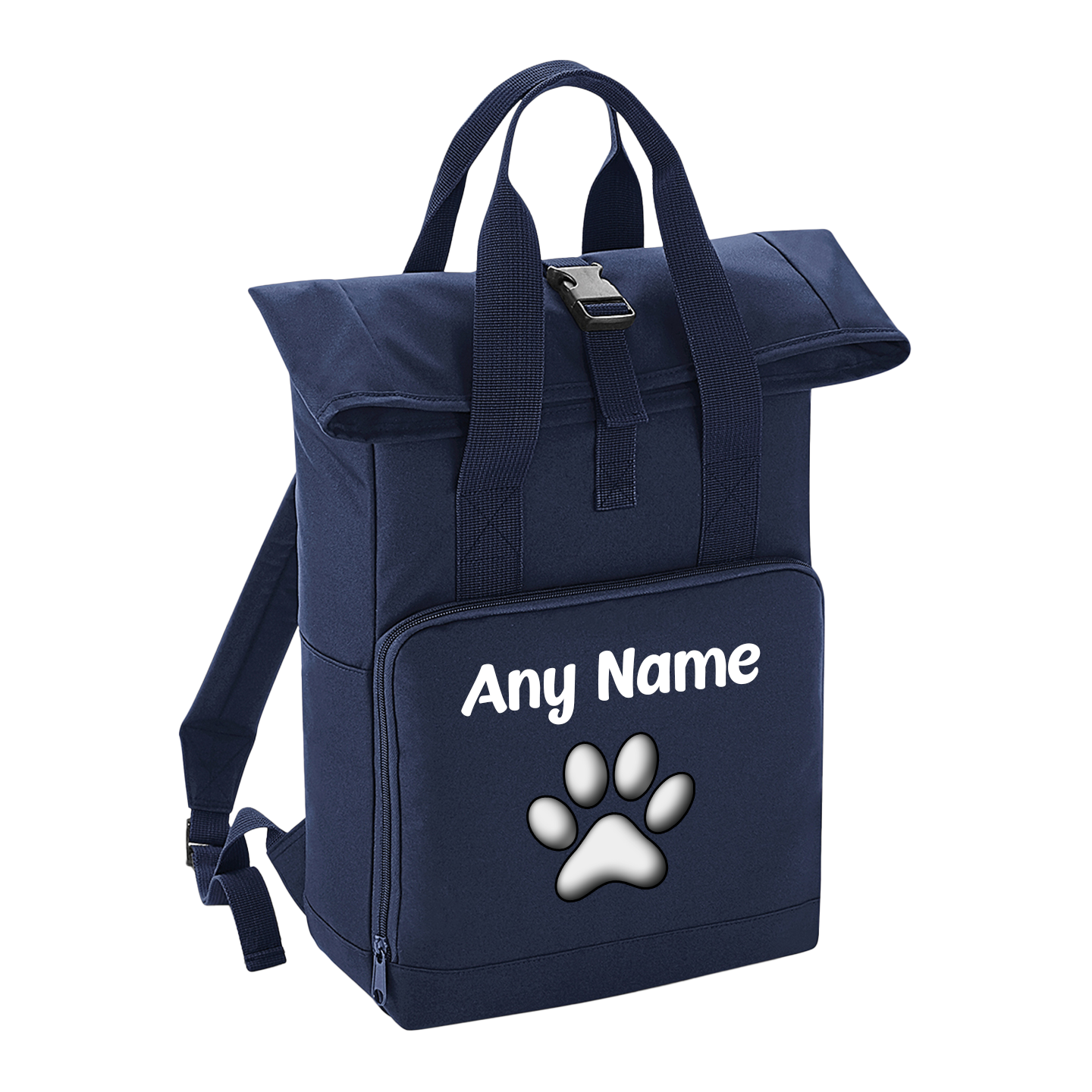 Overnighter Rucksack 14 Litres Navy Blue Any Breed Backpack With Custom Personalised Dog Name