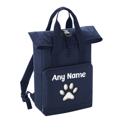 Overnighter Rucksack 14 Litres Navy Blue Any Breed Backpack With Custom Personalised Dog Name