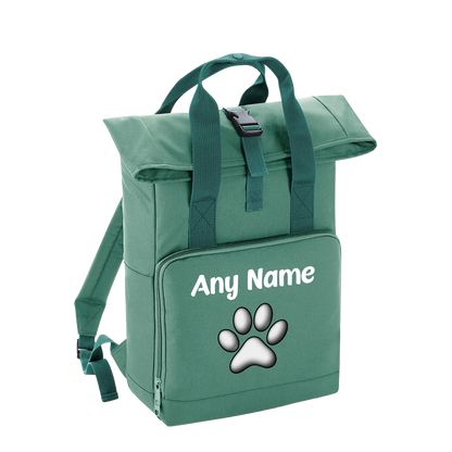 Overnighter Rucksack 14 Litres Sage Green Any Breed Backpack With Custom Personalised Dog Name