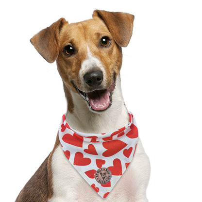 The Romsey - Red Hearts Tied Dog Bandana