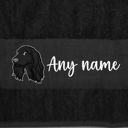 BLACK Any Pet Name And A Choice Of Dog Breed - Bath Towel