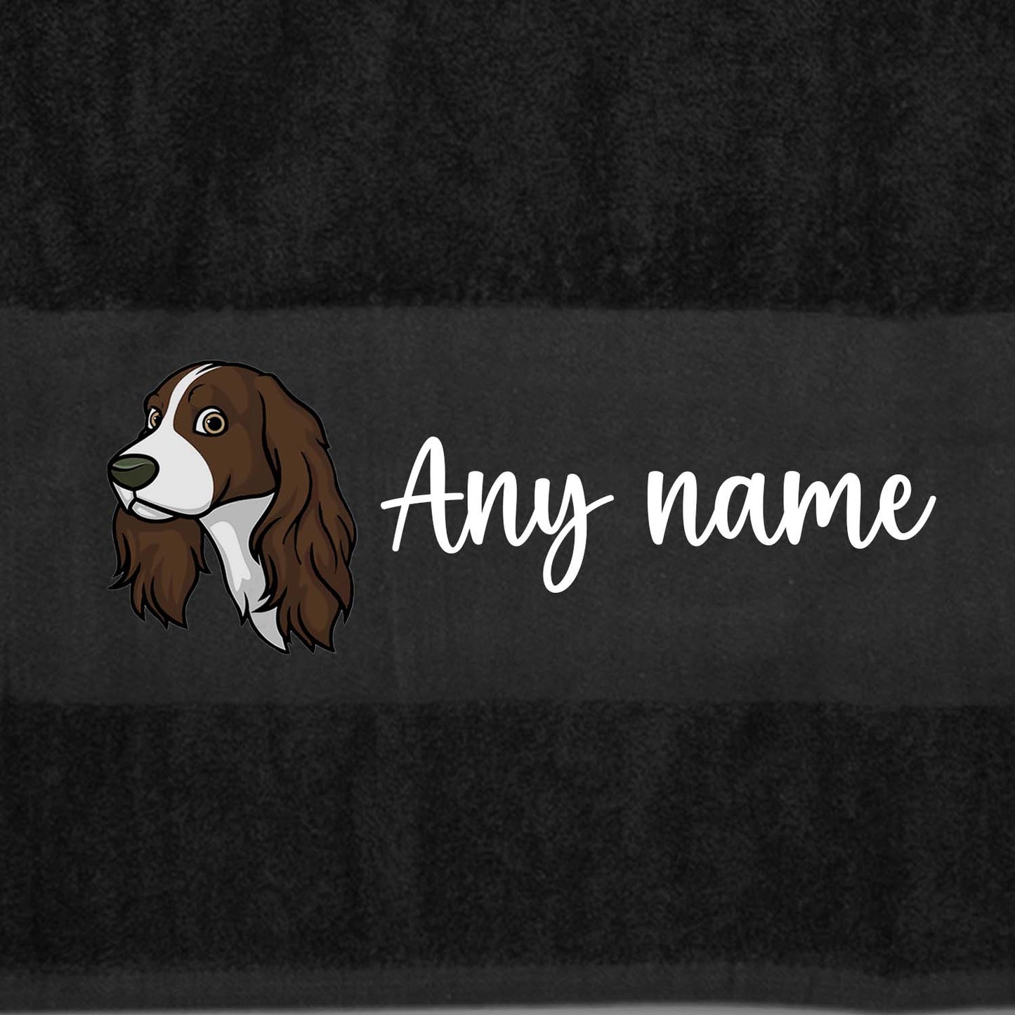 BLACK Any Pet Name And A Choice Of Dog Breed - Bath Towel