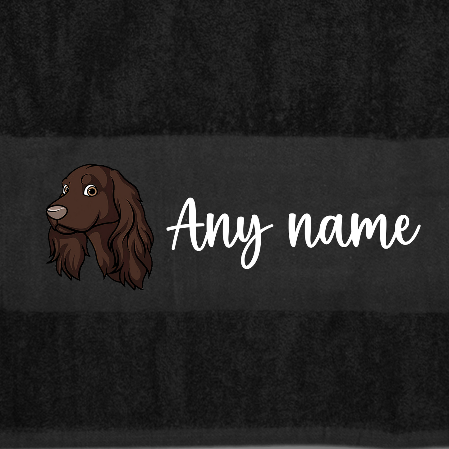 BLACK Any Pet Name And A Choice Of Dog Breed - Bath Towel