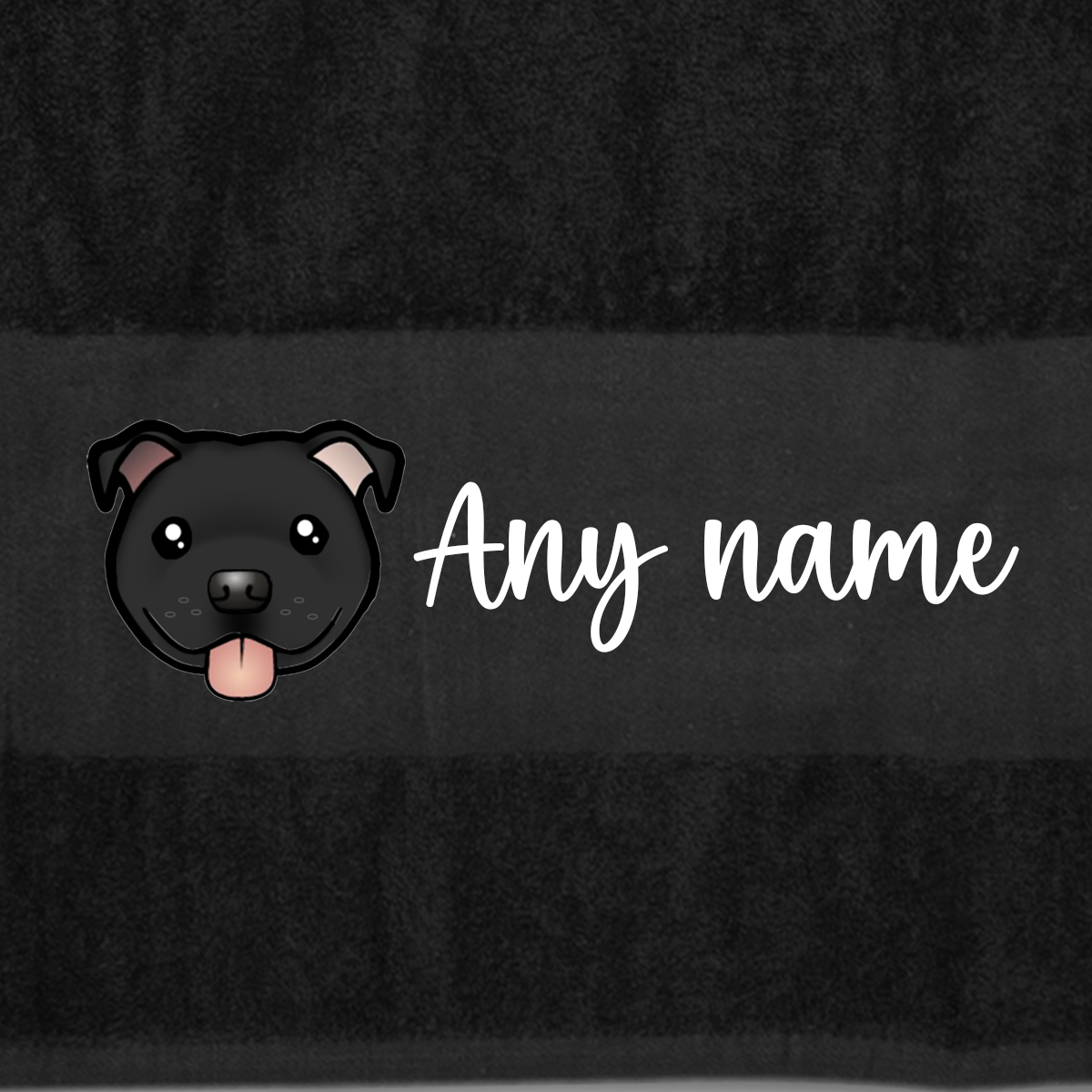 BLACK Any Pet Name And A Choice Of Dog Breed - Bath Towel