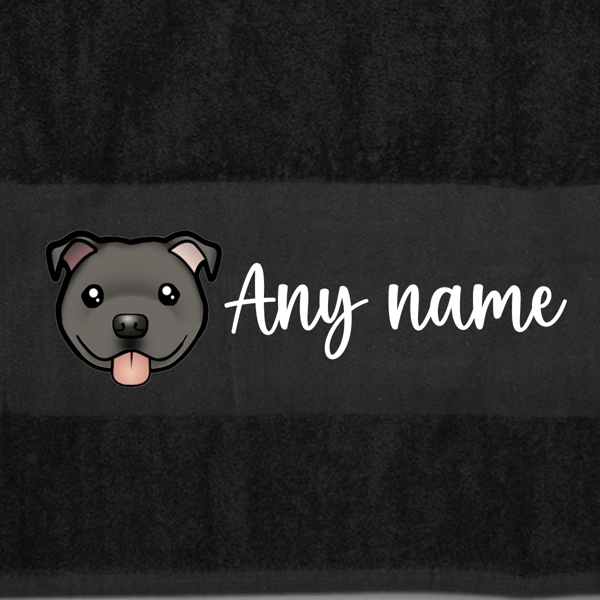 BLACK Any Pet Name And A Choice Of Dog Breed - Bath Towel
