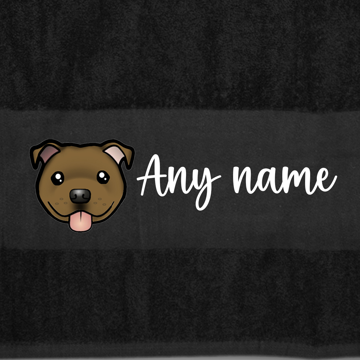 BLACK Any Pet Name And A Choice Of Dog Breed - Bath Towel